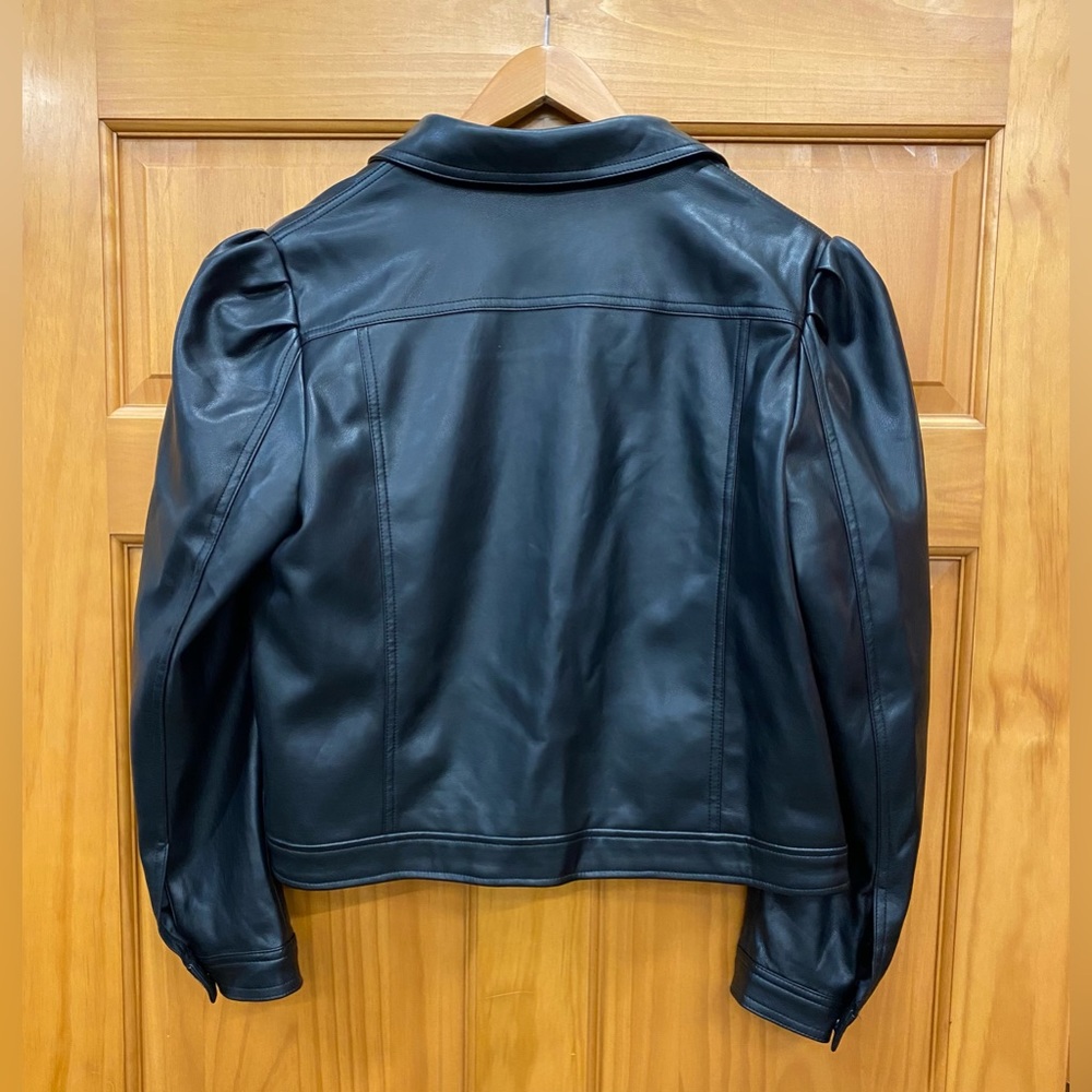 Play It Cool Faux Leather Single Button Elastic Waist Lapel Moto Jacket main image 0